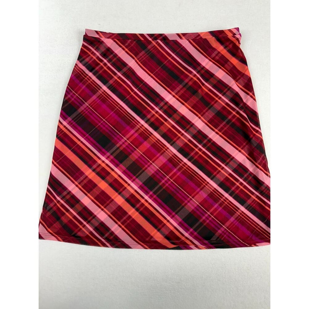 Express‎ Skirt Women's Medium Red Pink Plaid A-Line Classic Academia preppy Flaw